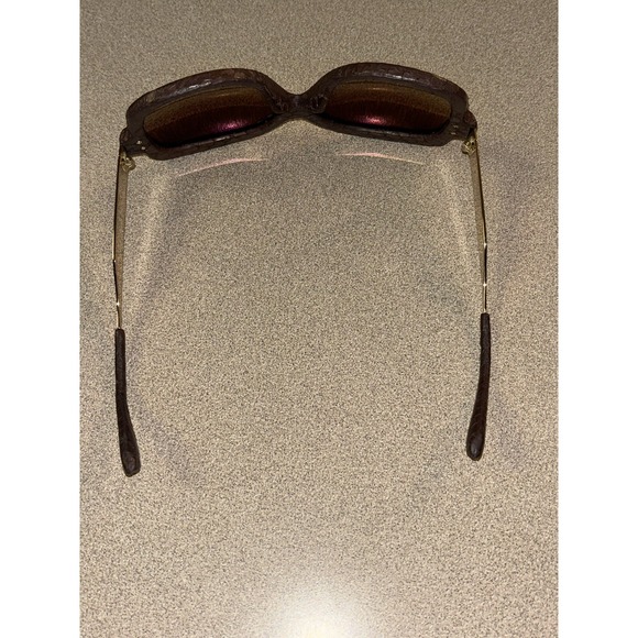 Linda Farlow Luxe CAT 2‎ Square Oversize Burgendy Snakeskin Sunglasses $740